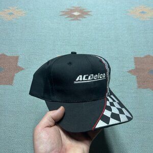 Vintage SnapBack hat cap AC Delco universal lift parts racing checkered black